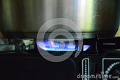 Abstraction. Blue gas fire. Stock Photo