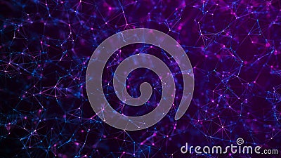 Purple background with connecting triangulars, dots and lines. Futuristic background. Neurons in the brain.3d rendering Stock Photo