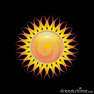 Abstraction graphic design for solar gradation color on the black background Vector Illustration