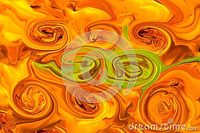 Abstraction pattern, orange twists with greens Stock Photo