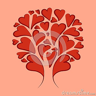 Abstraction. Red_hearts. Vector Illustration