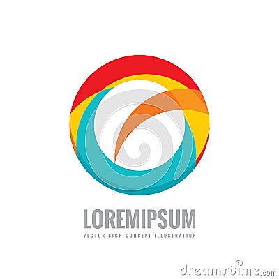 Abstraction - vector business logo concept illustration. Colored ring with abstract shape. Positive geometric sign. Vector Illustration