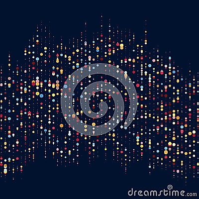 Abstractly arranged dots on blue background. Cartoon Illustration
