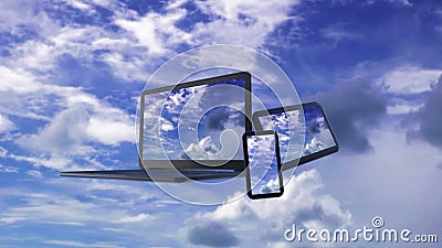 Abstrakte Animation 3d mit Datenverarbeitungskonzept der Wolke Abstrakte Animation 3d mit Datenverarbeitungskonzept der Wolke