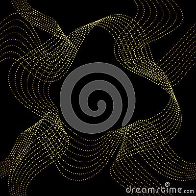 Abstrat wave gold dots check seamless pattern Vector Illustration