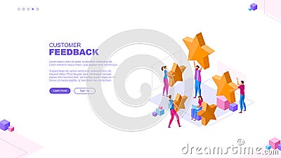 Customer reviews rating page concept. Online shopping. Feedback. Customer support. Template for your design works. Vector Illustration