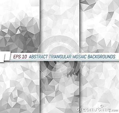 Set of abstract triangle mosaic bacgrounds. Template for your design works. Vector Illustration