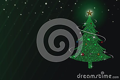 Abtract christmas tree on the green background Vector Illustration