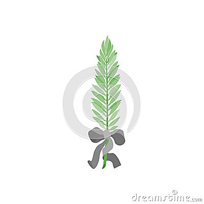 A light green palmleaf with a grey bow Stock Photo