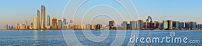 Abu Dhabi cityline at sunset Stock Photo