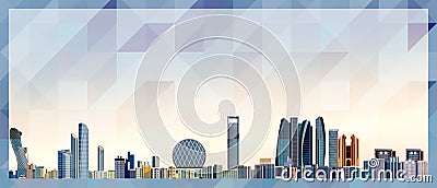 Abu Dhabi skyline vector colorful poster on beautiful triangular texture background Vector Illustration