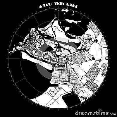 Abu Dhabi Compass Design Map Artprint Vector Illustration