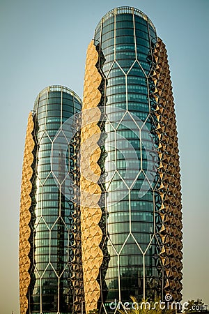 Pineapple building - al bahr tower in abu dhabi, united arab emirates Editorial Stock Photo