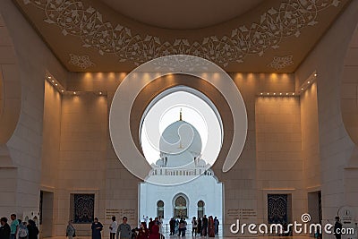 Abu Dhabi Sheik Zayed Grand Mosque | Islamic architecture | Located in the capital city of the United Arab Emirates | Tourist Editorial Stock Photo
