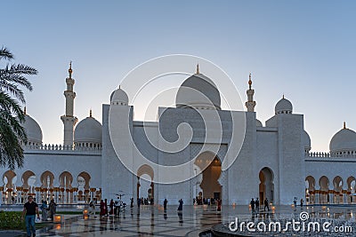 Abu Dhabi Sheik Zayed Grand Mosque | Islamic architecture | Located in the capital city of the United Arab Emirates | Tourist attr Editorial Stock Photo