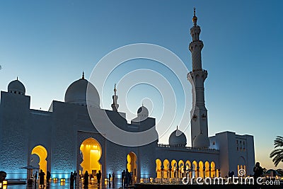 Abu Dhabi Sheik Zayed Grand Mosque | Islamic architecture | Located in the capital city of the United Arab Emirates | Tourist attr Editorial Stock Photo