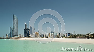 Abu Dhabi Skyline and Beach Stock Photo