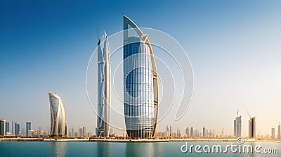 Abu Dhabi, United Arab Emirates,Etihad Towers are five skyscrapers complex Editorial Stock Photo
