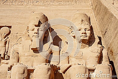 Abu Simbel facade at Abu Simbel historycal site in south Egypt Stock Photo