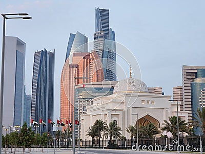 Abudhabi palace and skyscrapers Stock Photo