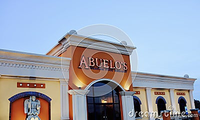 Abuelo`s Mexican Food Embassy at Dusk Editorial Stock Photo
