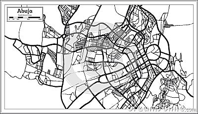Abuja Nigeria City Map in Retro Style. Outline Map Stock Photo
