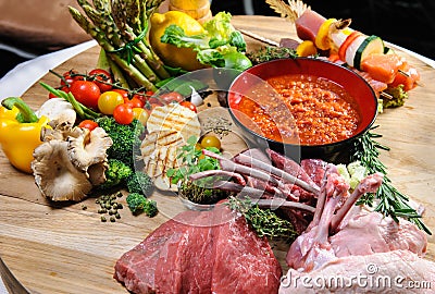 Abundance of raw food Stock Photo