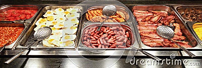 Abundant english breakfast buffet Stock Photo