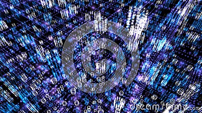 An abundant glowing data array in a vast digital space. Cryptocurrency assets in the Meta verse. Stock Photo