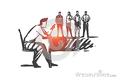 Abusive leadership, power overuse concept sketch. Hand drawn isolated vector Vector Illustration