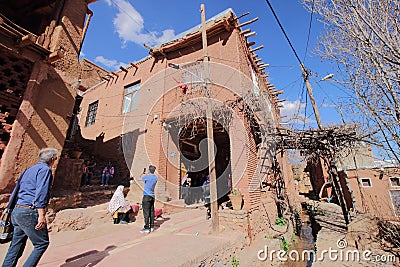 A street scene with old red bricks building in Abyaneh Village, Iran. Editorial Stock Photo