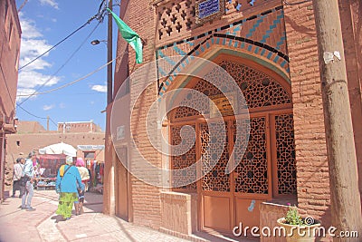 The arched door of Jame Mosque in Abyaneh Village, Iran. Editorial Stock Photo