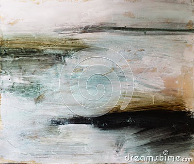 Abstract landscape art background. Seascape Contemporary art. Oil painting of ocean. oil paint texture. Modern art. Cartoon Illustration
