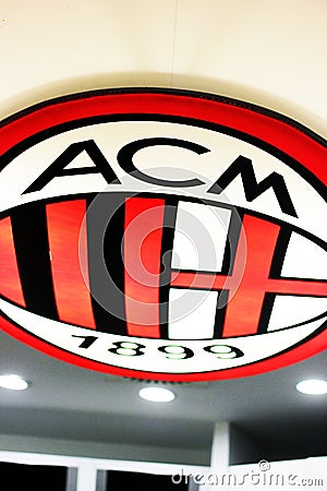 AC Milan logo at San Siro museum Editorial Stock Photo