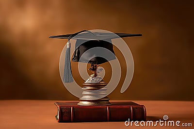 Academic Cap Balancing On Top Of Graduation Tassel. Generative AI Stock Photo