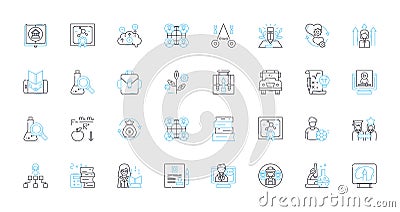 Academic drive linear icons set. Determination, Motivation, Focus, Discipline, Ambition, Perseverance, Grit line vector Vector Illustration