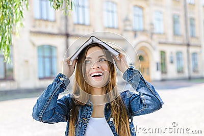 Academic people scholarship funny funky emotion facial expression easy excellent good mark concept. Close up photo portrait of cut Stock Photo