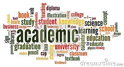 Academic word cloud Stock Photo