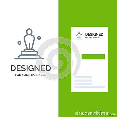 Academy, Award, Oscar, Statue, Trophy Grey Logo Design and Business Card Template Vector Illustration