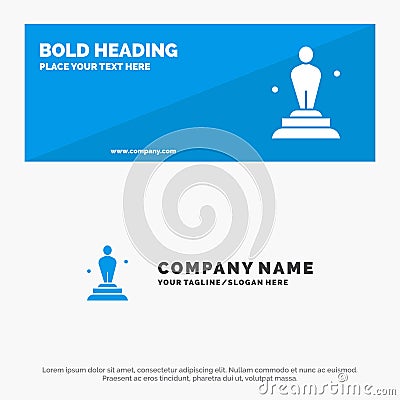 Academy, Award, Oscar, Statue, Trophy SOlid Icon Website Banner and Business Logo Template Vector Illustration