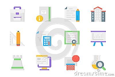 Academy 3d icons set. Vector elements for mobile app and web design Stock Photo