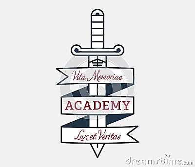 Academy lux et veritas colored illustration Cartoon Illustration