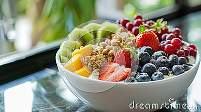 Acai Bowl made with Acai berries blended with banana, AI Generated Stock Photo
