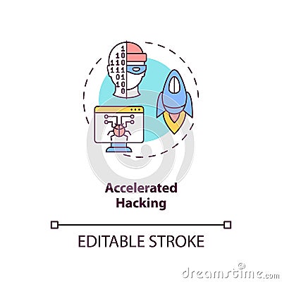 Accelerated hacking concept icon Vector Illustration