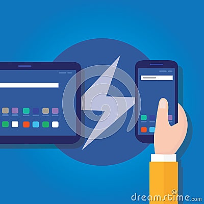 Accelerated mobile pages fast in smart phone Vector Illustration