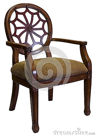 Accent Chair in Cherry Wood Stock Photo