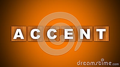 Accent Text Title - Square Wooden Concept - Orange Background - 3D Illustration Stock Photo