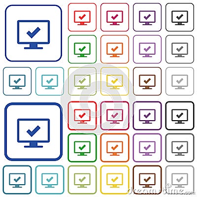 Accept display settings outlined flat color icons Stock Photo