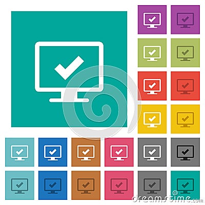 Accept display settings square flat multi colored icons Stock Photo