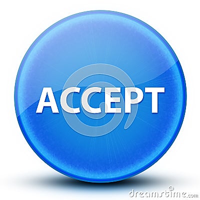 Accept eyeball glossy elegant blue round button abstract Cartoon Illustration